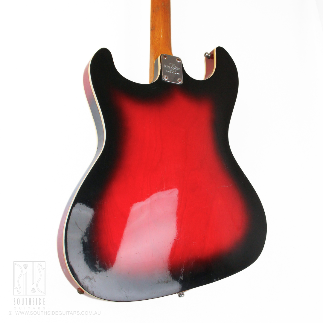 1960s Aria MIJ Offset Hollowbody Thinline Electric Guitar in Red Burst
