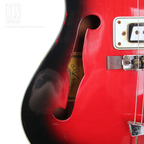 1960s Aria MIJ Offset Hollowbody Thinline Electric Guitar in Red Burst