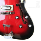 1960s Aria MIJ Offset Hollowbody Thinline Electric Guitar in Red Burst