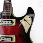 1960s Aria MIJ Offset Hollowbody Thinline Electric Guitar in Red Burst