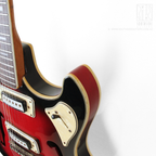 1960s Aria MIJ Offset Hollowbody Thinline Electric Guitar in Red Burst