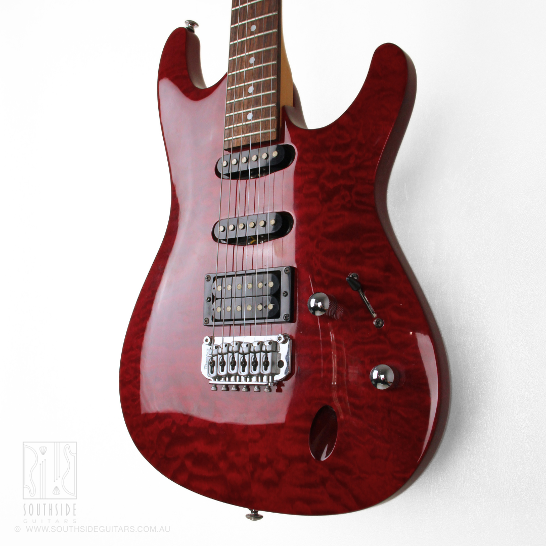 2005 Ibanez SA160QM SA Series Electric Guitar in Transparent Red