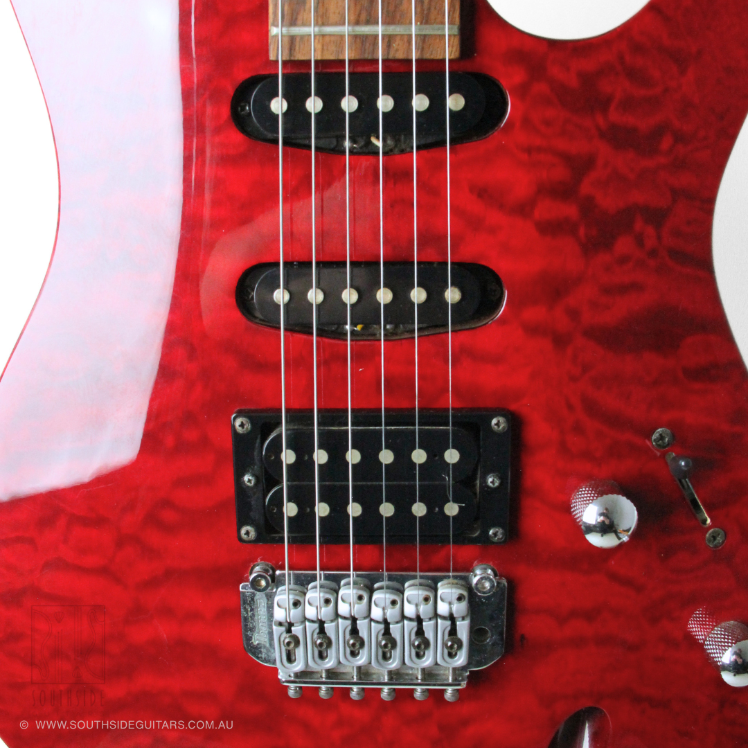 2002 Ibanez SA160QM SA Series Electric Guitar in Transparent Red