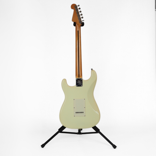 SX VTG Series Alder Strat-Style Electric Guitar with F-Hole in Vintage Cream