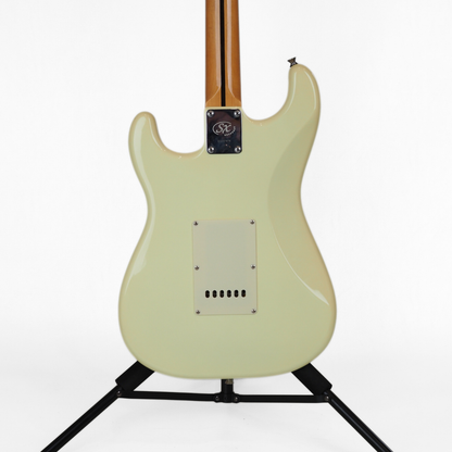 SX VTG Series Alder Strat-Style Electric Guitar with F-Hole in Vintage Cream