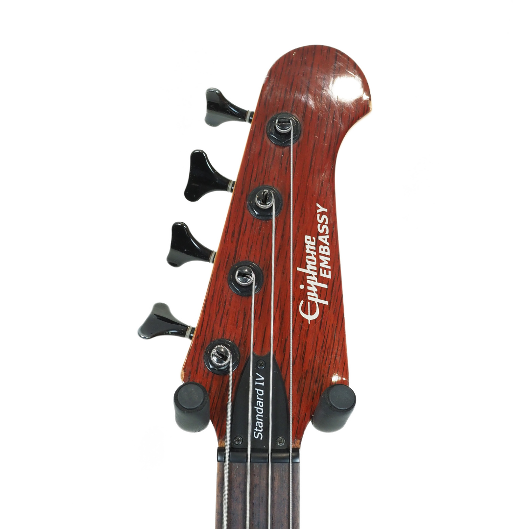 2007 Epiphone Embassy Standard IV Electric Bass Guitar in Walnut-Style Transparent Finish