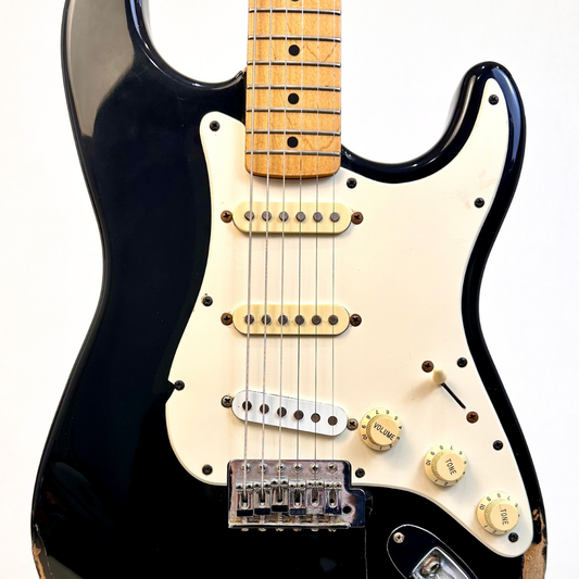 1995 Fender Squier Series Stratocaster Electric Guitar in Black