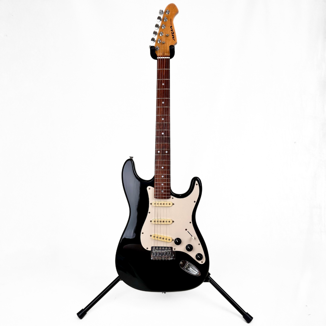 Aria STG Series Stratocaster-Style Electric Guitar in Black