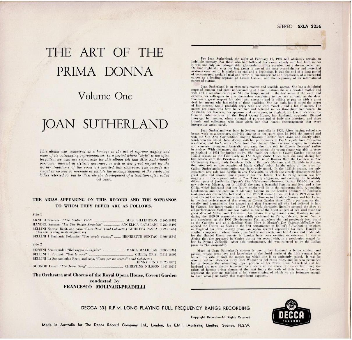 Joan Sutherland – The Art Of The Prima Donna, Vol.1 (Vinyl, LP, Stereo)
