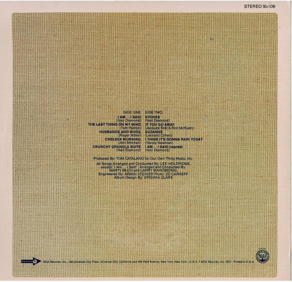 Neil Diamond – Stones (Vinyl, LP, Album, Stereo)