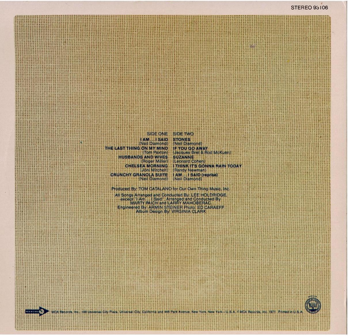 Neil Diamond – Stones (Vinyl, LP, Album, Stereo)