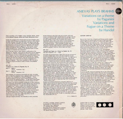 Brahms, Agustin Anievas – Anievas Plays Brahms (Vinyl, LP, Album, Club Edition, Stereo)