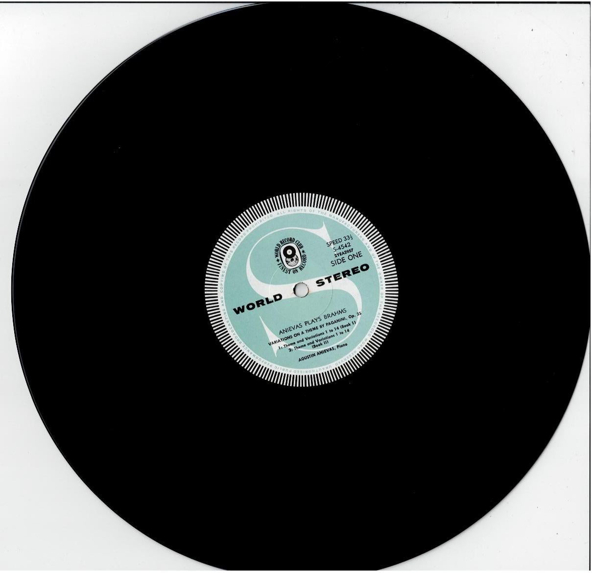 Brahms, Agustin Anievas – Anievas Plays Brahms (Vinyl, LP, Album, Club Edition, Stereo)