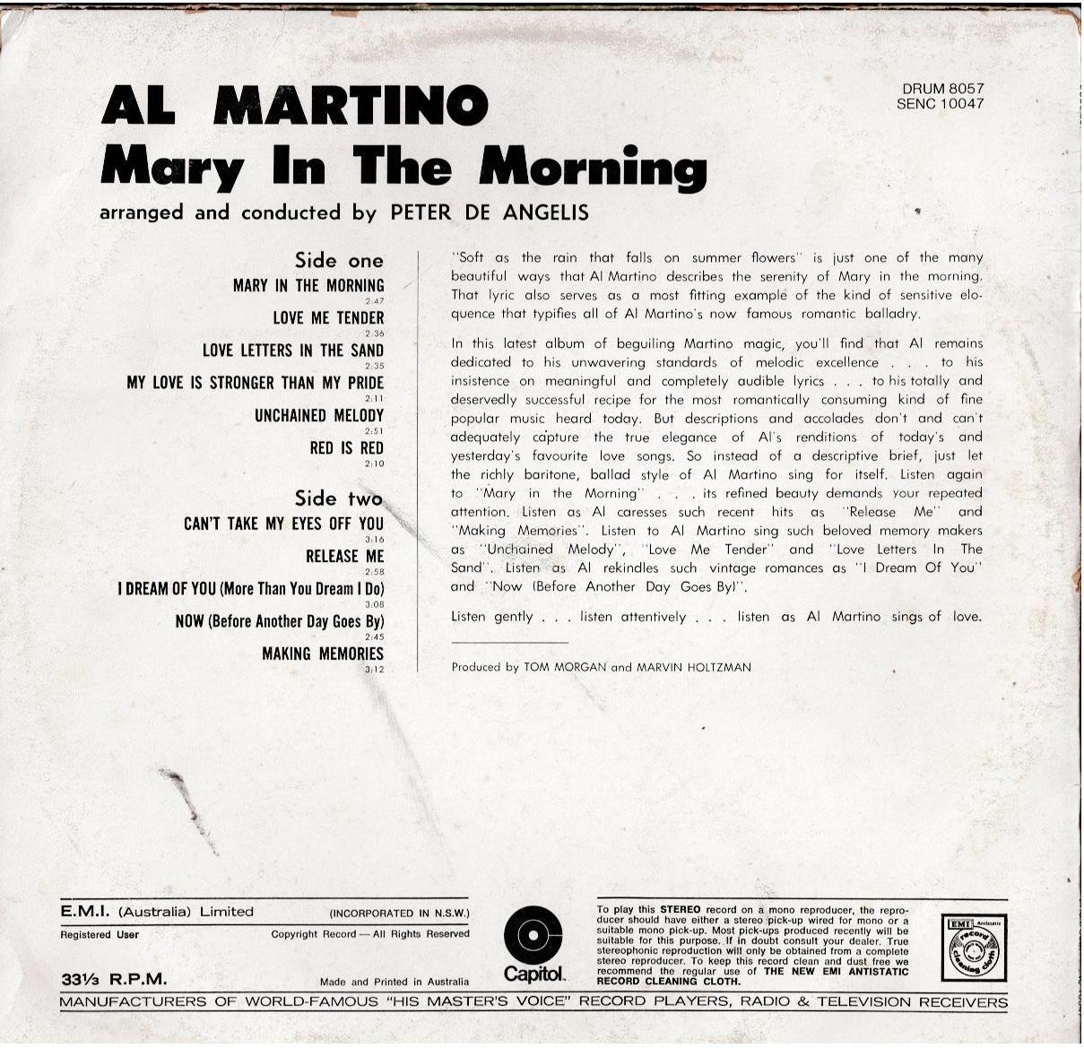 Al Martino – Mary In The Morning (Vinyl, LP, Album, Reissue)