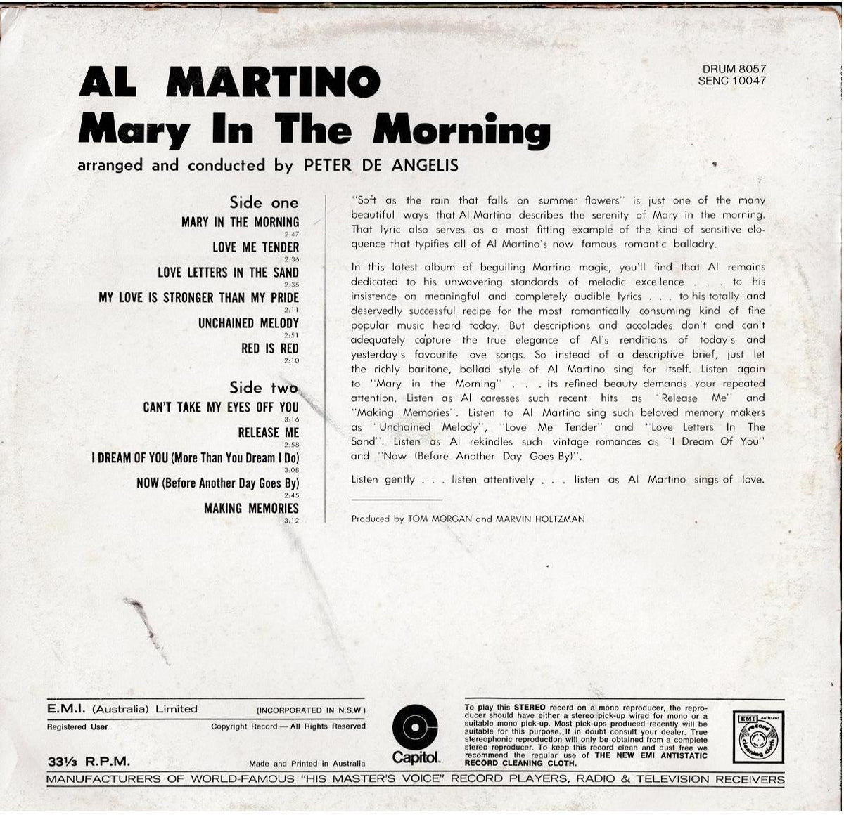 Al Martino – Mary In The Morning (Vinyl, LP, Album, Reissue)