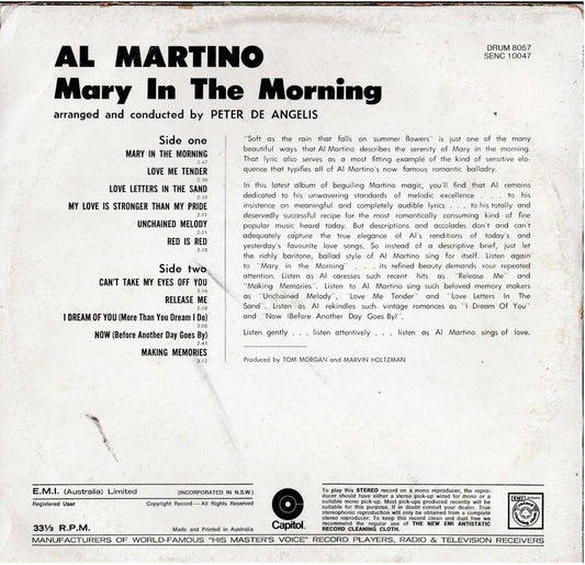 Al Martino – Mary In The Morning (Vinyl, LP, Album, Reissue)