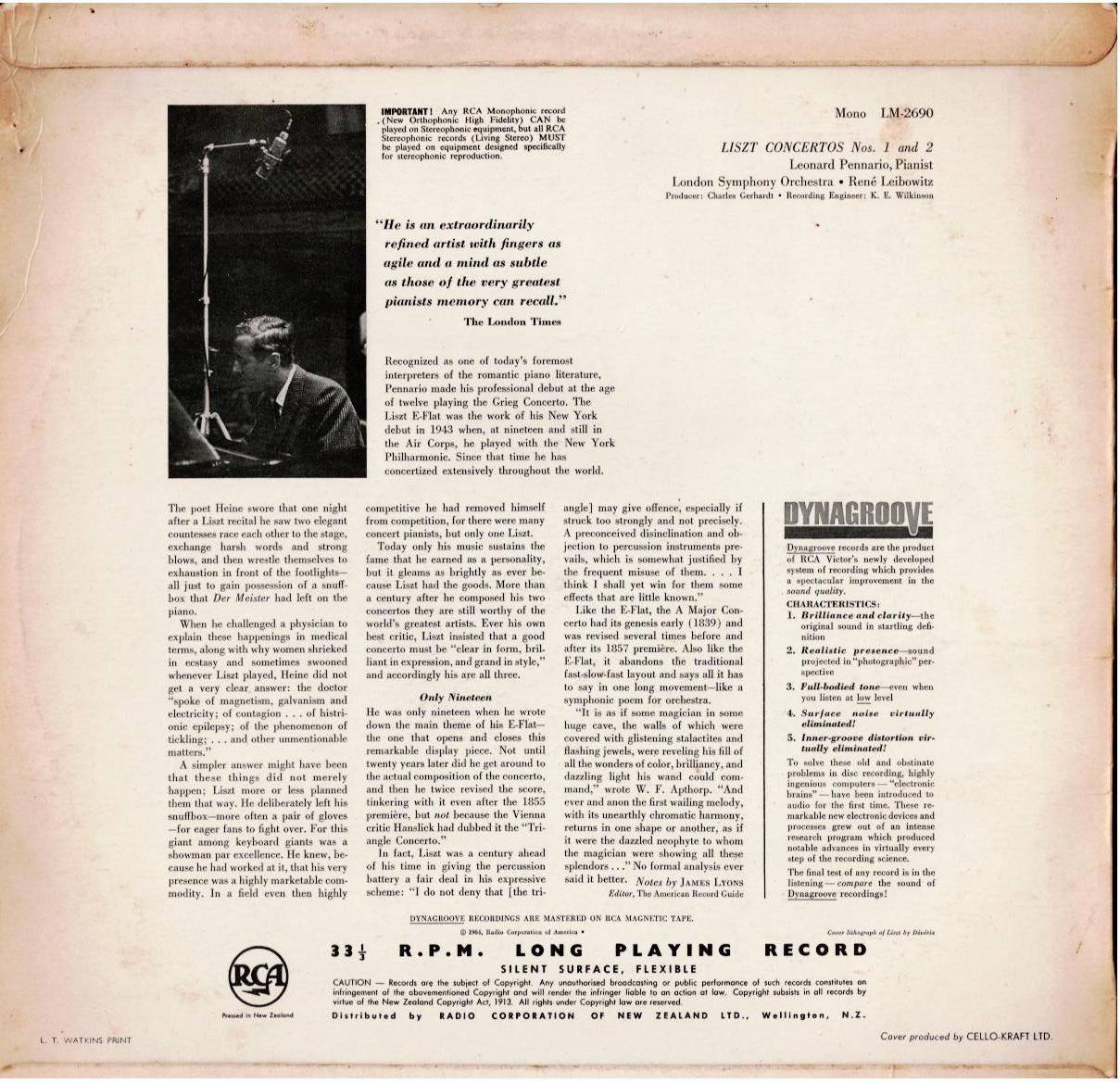 Leonard Pennario - Liszt: London Symphony Orchestra / René Leibowitz – Concertos 1 And 2 (Vinyl, LP, Stereo)