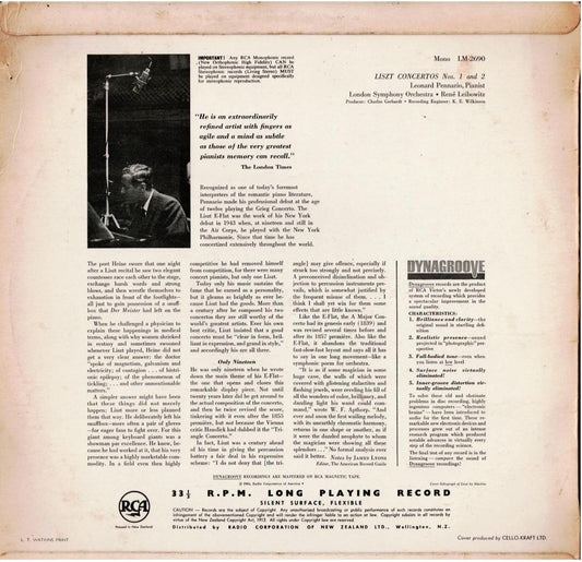 Leonard Pennario - Liszt: London Symphony Orchestra / René Leibowitz – Concertos 1 And 2 (Vinyl, LP, Stereo)
