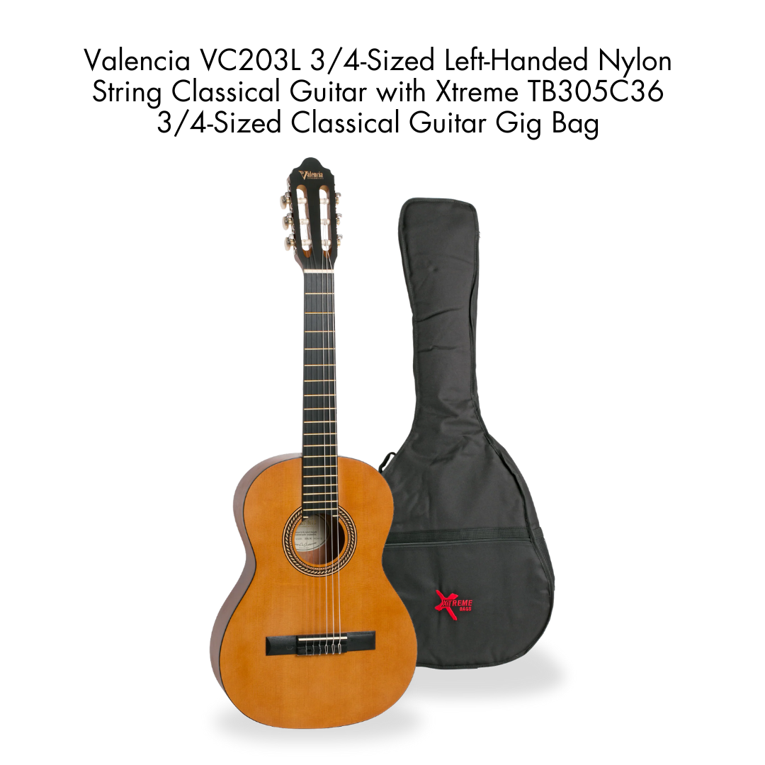 Southside Pack: VC203L 3/4-Sized Left-Handed Full-Sized Nylon String Classical Guitar