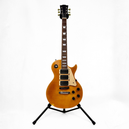 Unbranded Les Paul-Style Triple Humbucker Electric Guitar in Gloss Honeyburst Finish