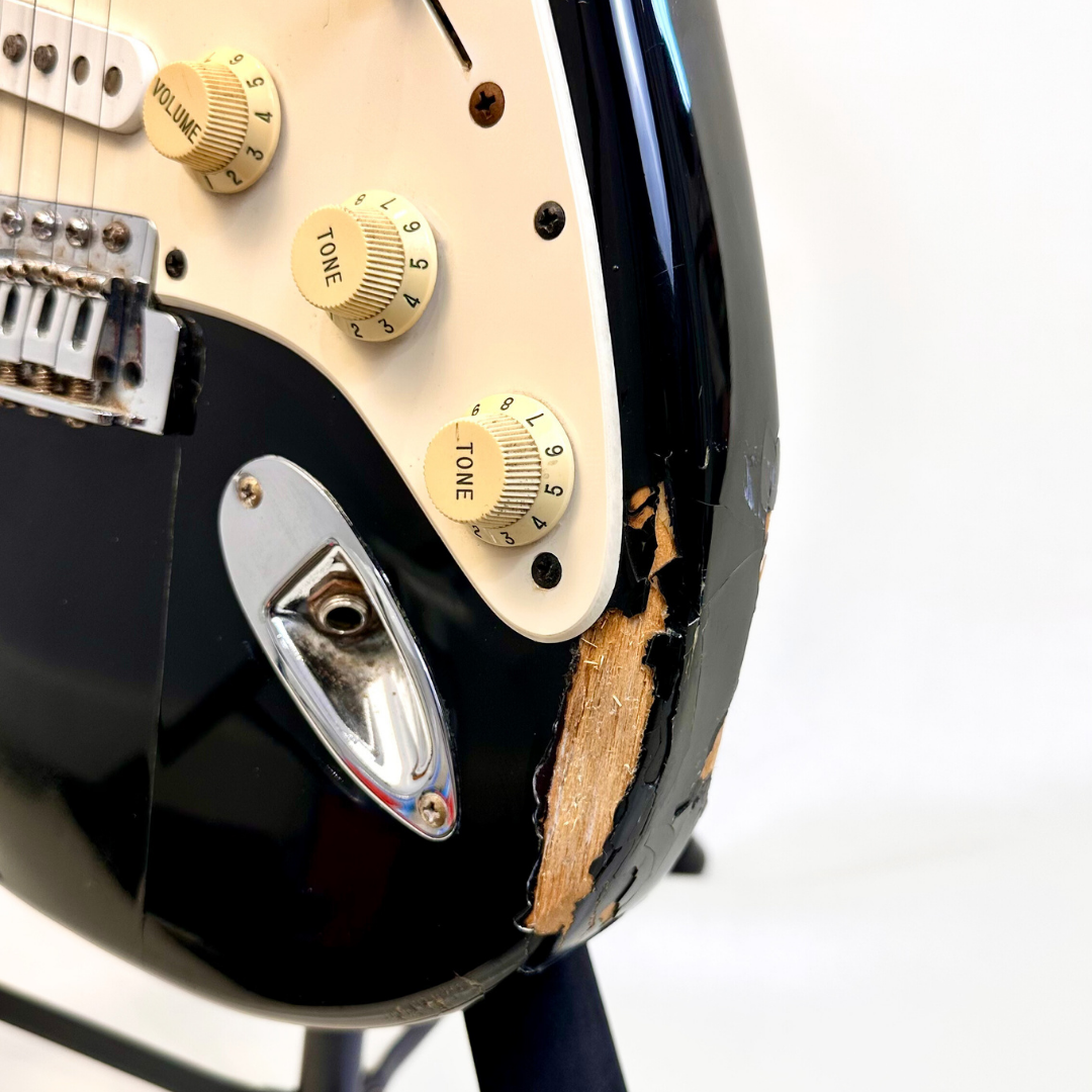 1995 Fender Squier Series Stratocaster Electric Guitar in Black