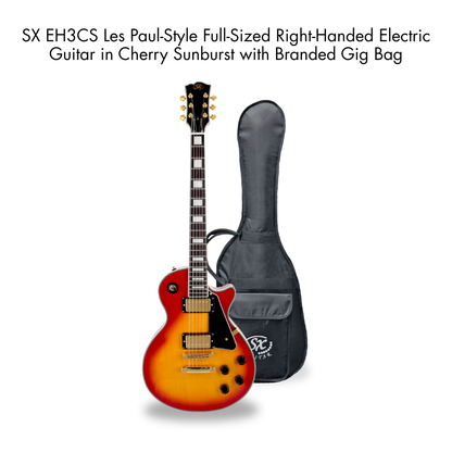 Southside Pack: SX EH3CS Deluxe Les Paul-Style Full-Sized Right-Handed Electric Guitar in Cherry Sunburst