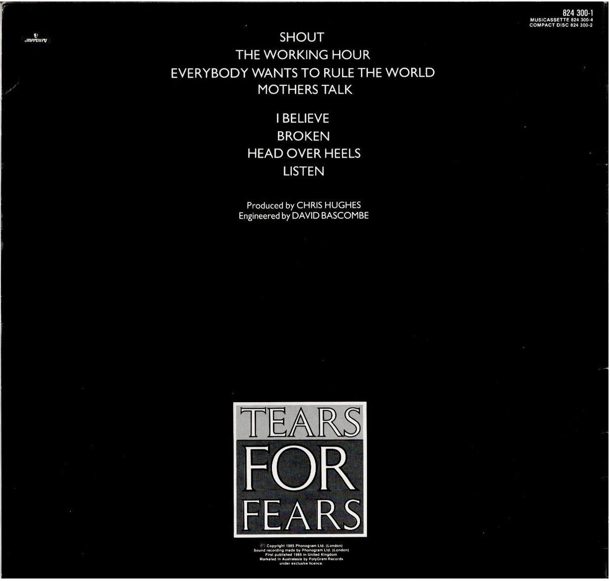 Tears For Fears – Songs From The Big Chair (Vinyl, LP, Album)