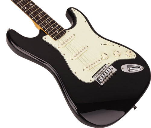 SX Vintage Series VES34LHB Left-Handed '60s-Style 3/4-Sized Stratocaster-Style Electric Guitar in Black