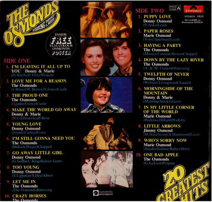 The Osmonds – 20 Greatest Hits (Vinyl, LP, Compilation, Stereo)