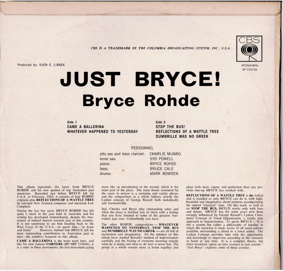 Bryce Rohde – Just Bryce! (Vinyl, LP, Album, Mono)