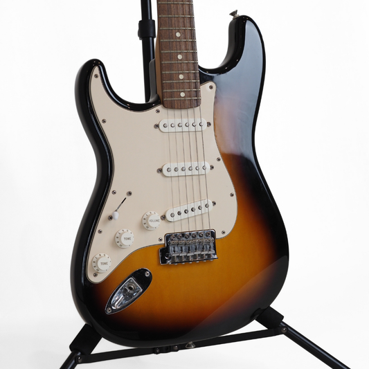2008 Fender Left-handed Stratocaster MIM Electric Guitar in 3-Tone Sunburst