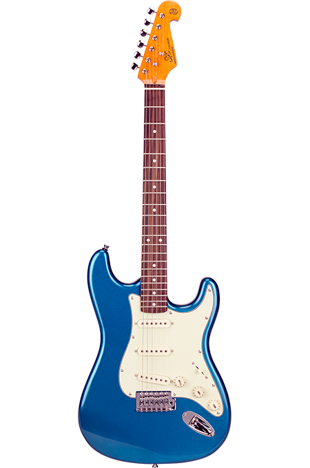 SX Vintage Series VES62LPB Right-Handed '60s-Style 4/4-Sized Stratocaster-Style Electric Guitar in Lake Placid Blue