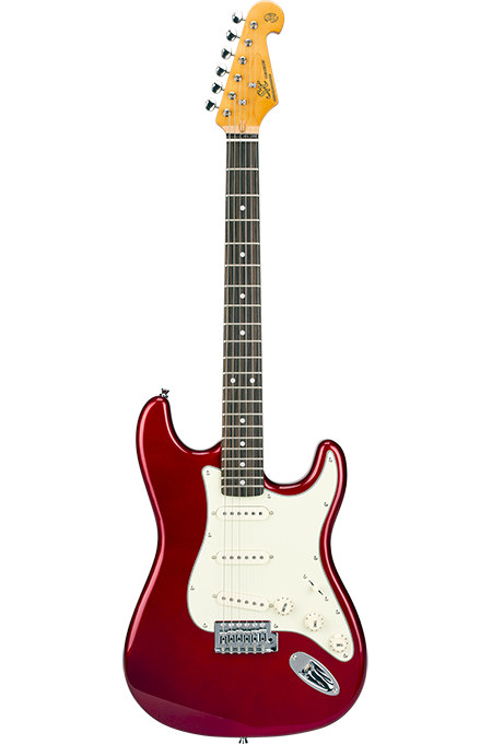 SX Vintage Series VES62HCAR Right-Handed '60s-Style 4/4-Sized Stratocaster-Style Electric Guitar in Candy Apple Red
