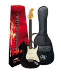 SX Vintage Series VES62B Right-Handed '60s-Style 4/4-Sized Stratocaster-Style Electric Guitar in Black