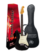 SX Vintage Series VES62B Right-Handed '60s-Style 4/4-Sized Stratocaster-Style Electric Guitar in Black