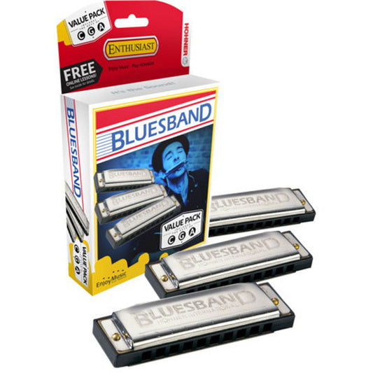 Hohner 559BOX3 Blues Band 3-Pce Harmonica Value Pack in the Keys C, G, A