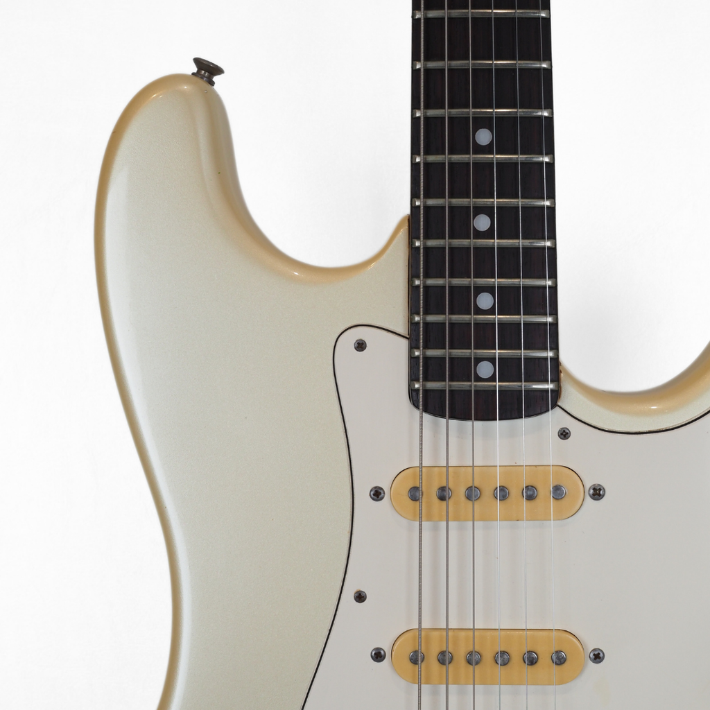 '80s Sunn by Fender 'Mustang' Stratocaster Electric Guitar in Pearlescent White