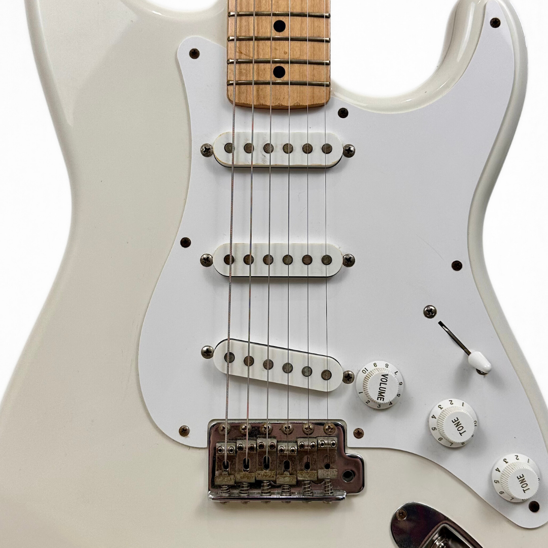 Early 90s Squier by Fender MIJ Stratocaster Electric Guitar in Vintage White Gloss