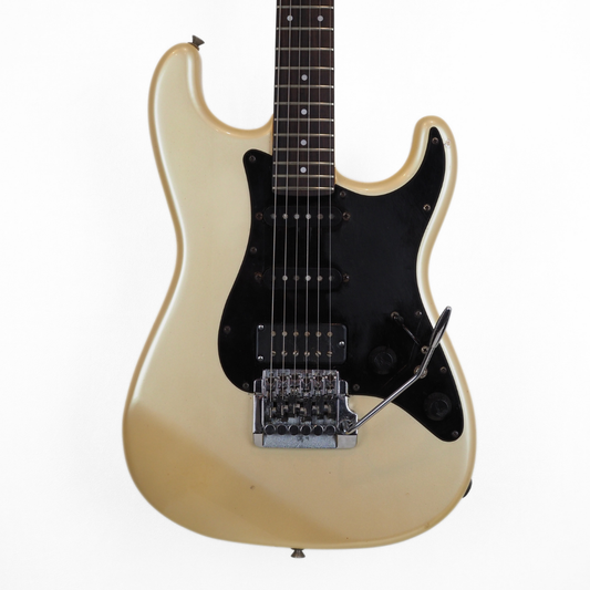 1980s Fender Contemporary MIJ Stratocaster Electric Guitar in Aged Pearl White Finish