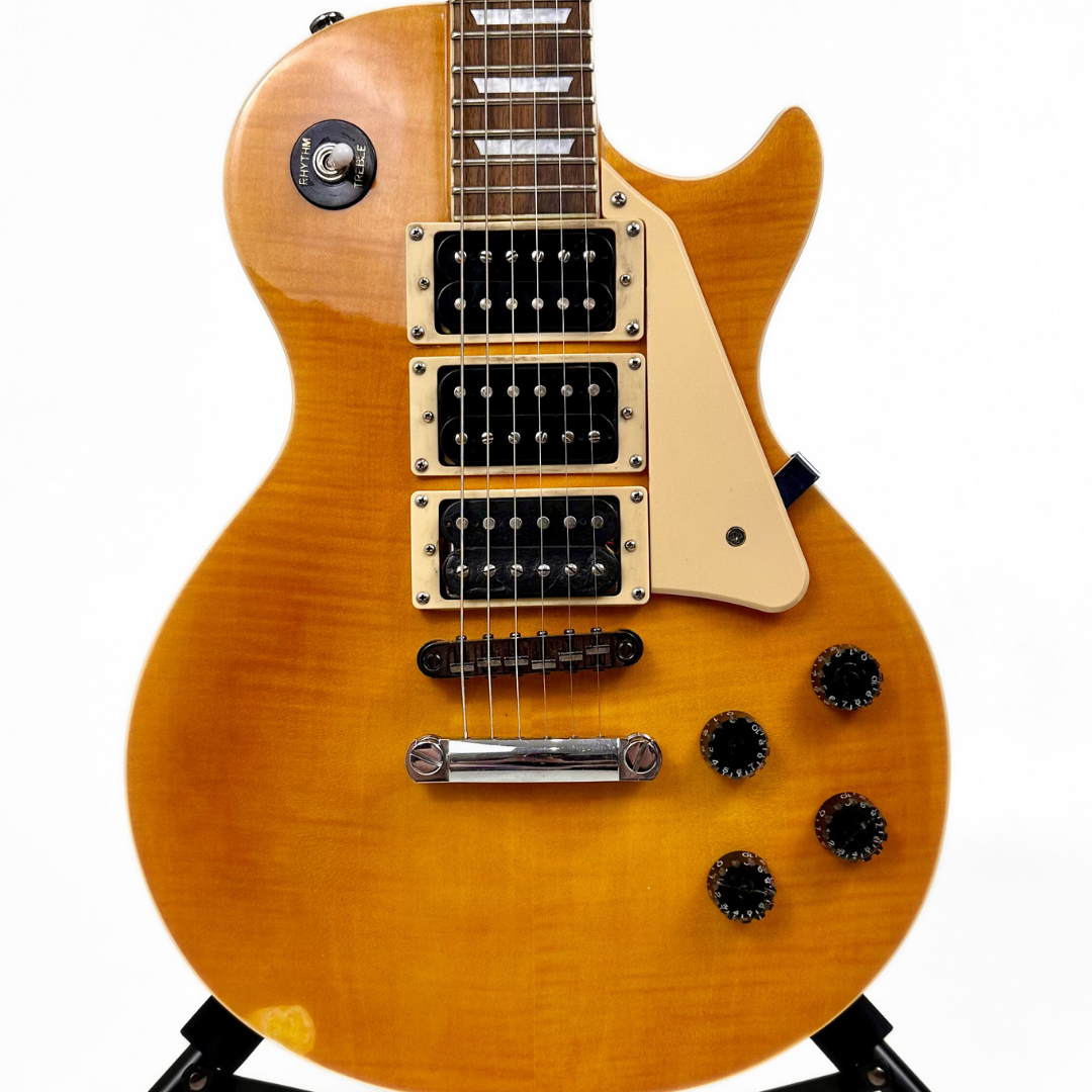 Unbranded Les Paul-Style Triple Humbucker Electric Guitar in Gloss Honeyburst Finish