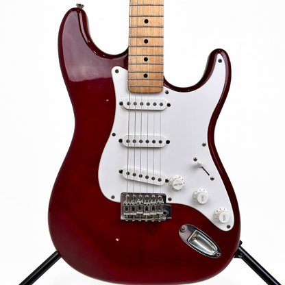 Unbranded Stratocaster-Style Electric Guitar in Wine Red