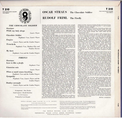 Oscar Straus / Rudolf Friml – The Chocolate Soldier / Firefly (Vinyl, LP, Album, Club Edition, Stereo)
