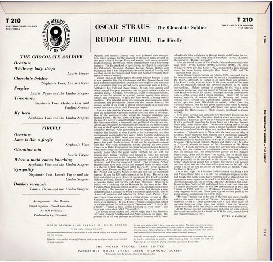 Oscar Straus / Rudolf Friml – The Chocolate Soldier / Firefly (Vinyl, LP, Album, Club Edition, Stereo)