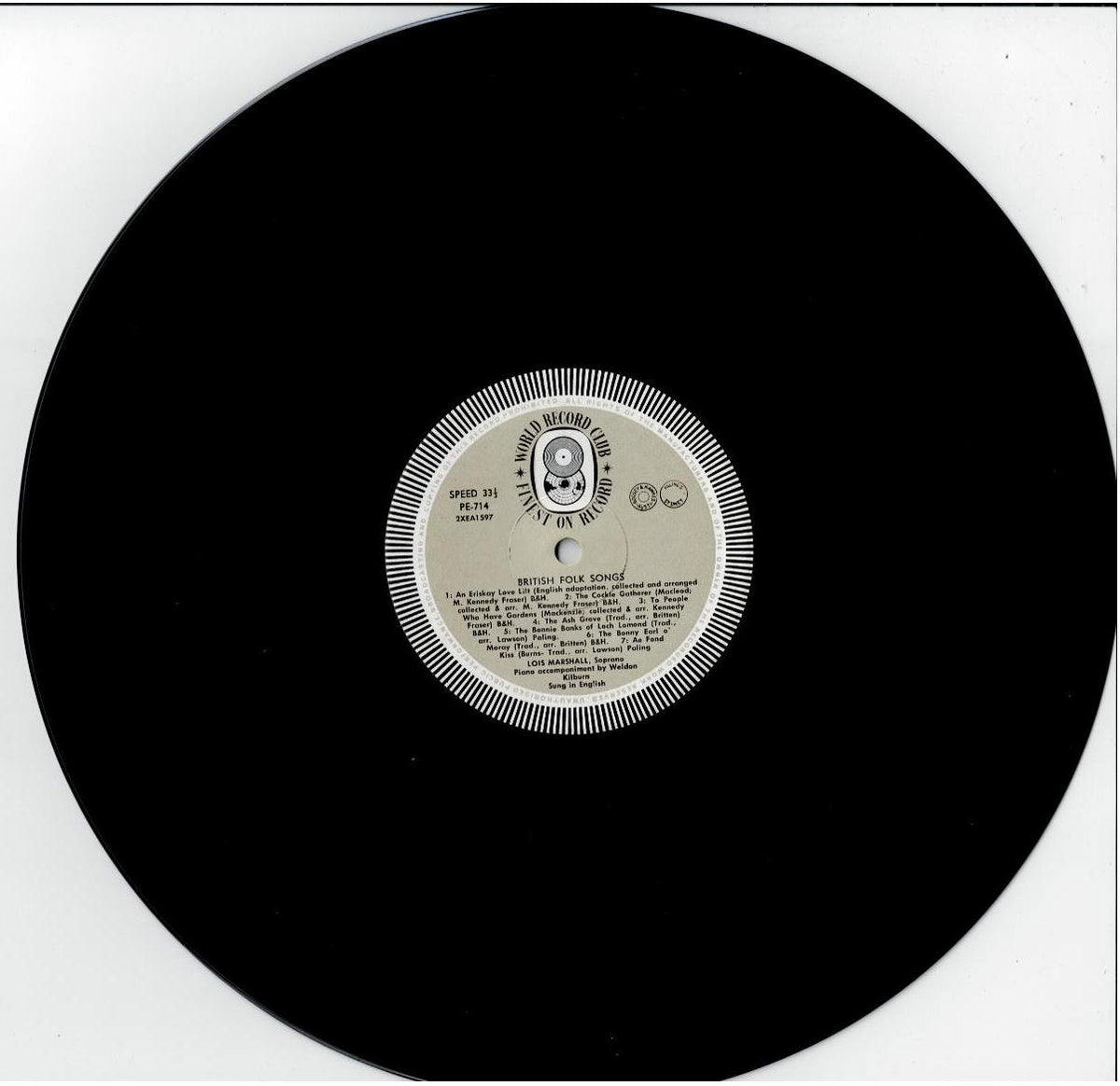Lois Marshall – British Folk Songs (Vinyl, LP, Album, Club Edition, Mono)