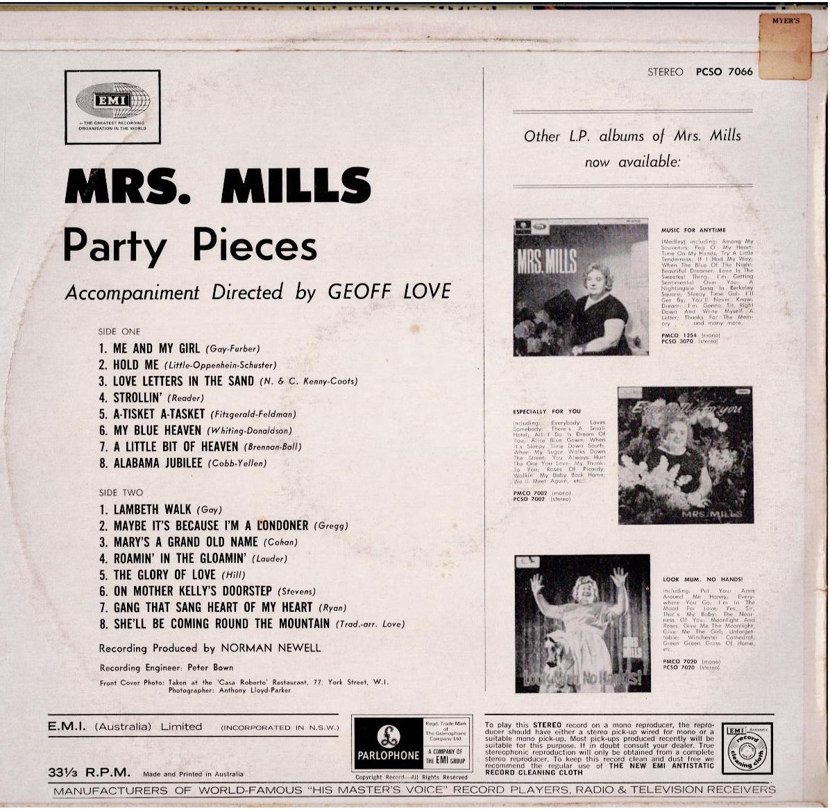 Mrs. Mills – Party Pieces (Vinyl, LP)