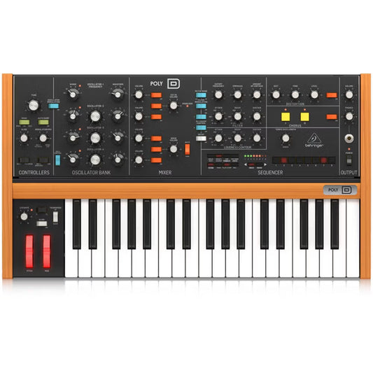 Behringer Poly-D Analog 4-Voice Polyphonic Synthesizer with 37 Full-Size Keys, 4 VCOs, Classic Ladder Filter, LFO, BBD Stereo Chorus & Distortion