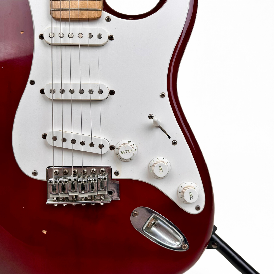 Unbranded Stratocaster-Style Electric Guitar in Wine Red