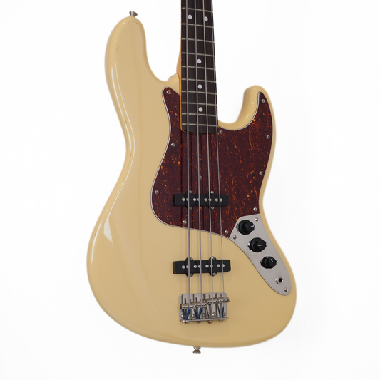 Unbranded MIJ “Partscaster” Jazz Bass-Style Electric Bass Guitar in Vintage Cream