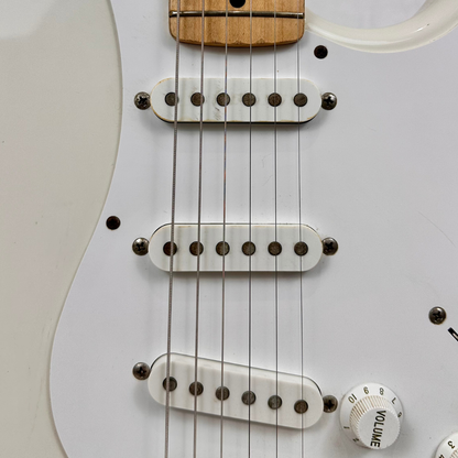 Early 90s Squier by Fender MIJ Stratocaster Electric Guitar in Vintage White Gloss