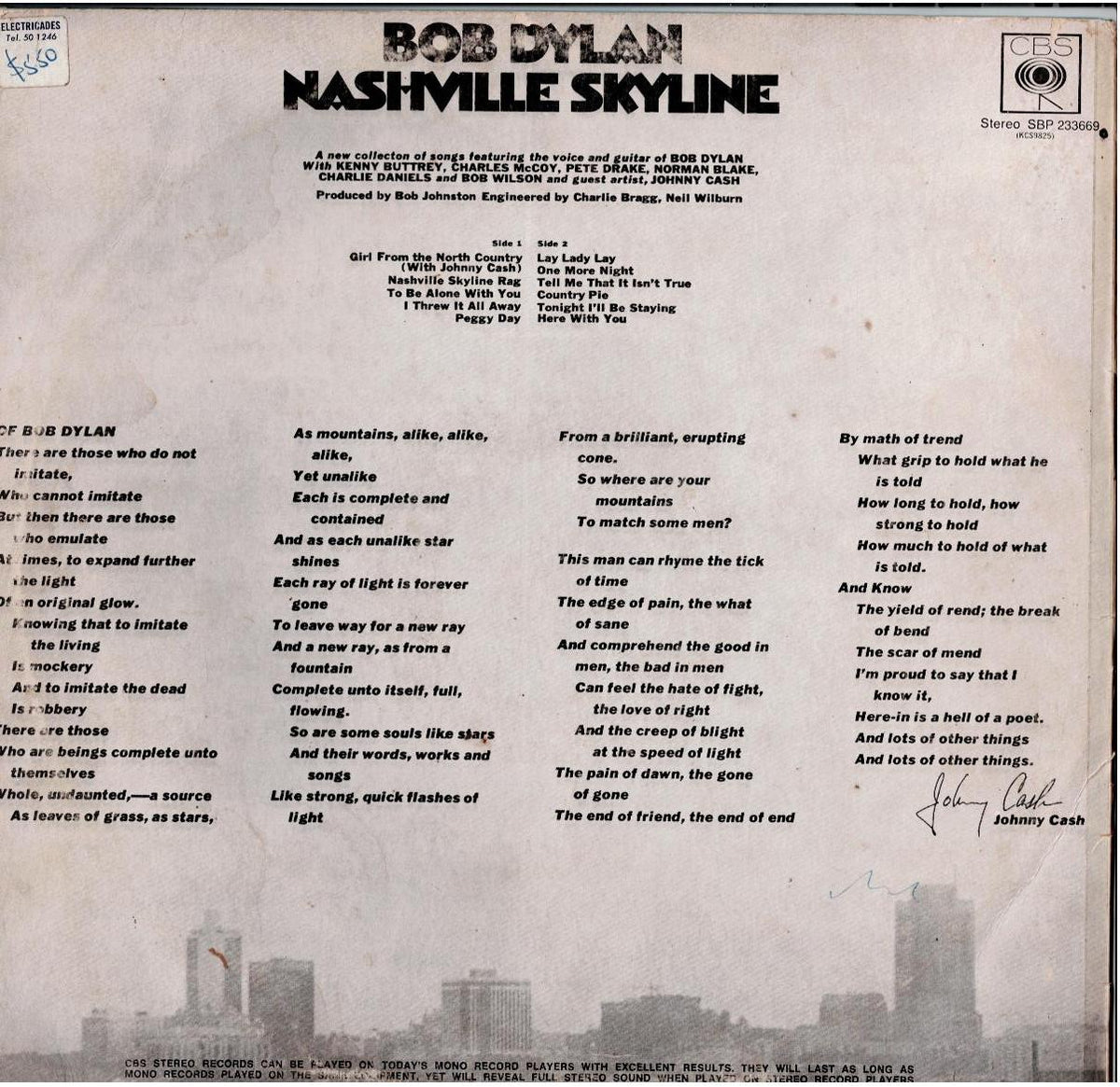 Bob Dylan – Nashville Skyline (Vinyl, LP, Album)